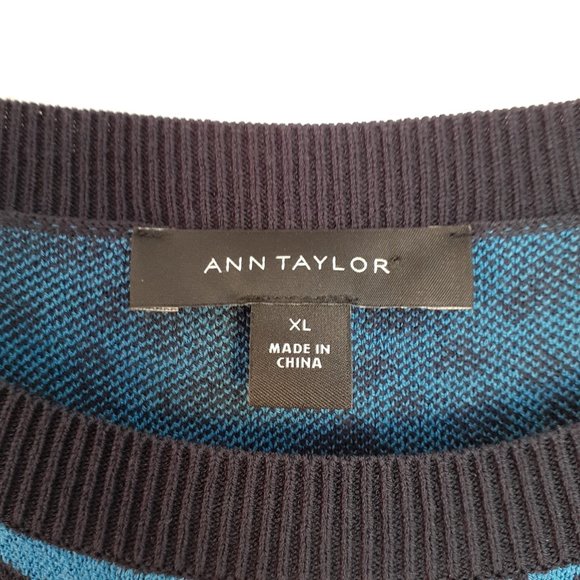 Ann Taylor Leopard Print Raglan Sleeve Sweater Blue Size XL - Picture 3 of 9